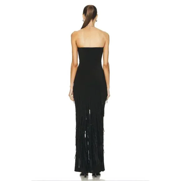 Cult Gaia Anisa Gown Black Silk Embellished Long - Picture 7 of 8